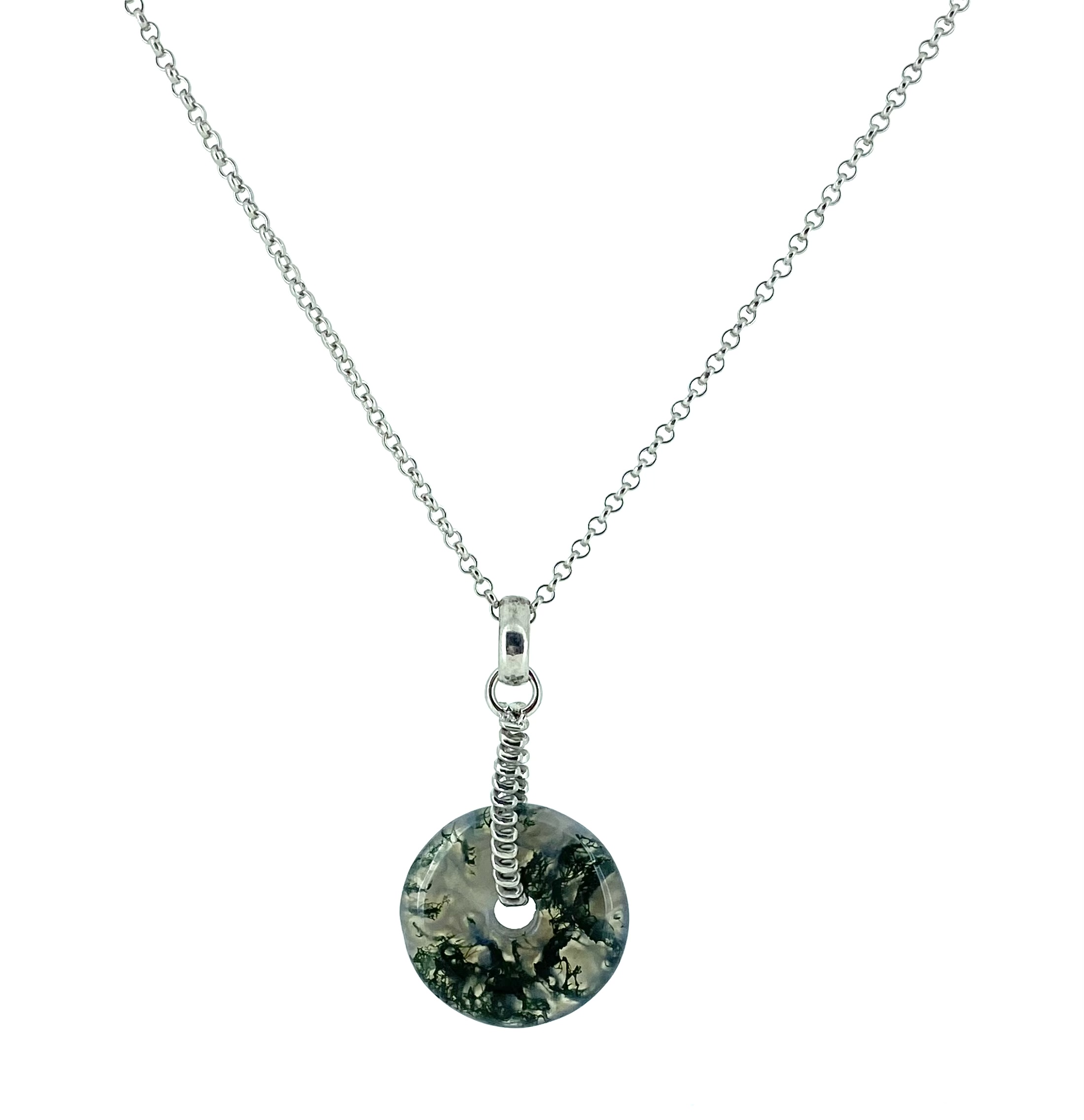 Pendentif pour femme en argent 925, jade