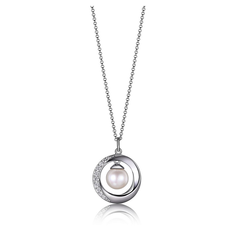 Pendentif pour femme en argent 925, perle, cubic zirconium