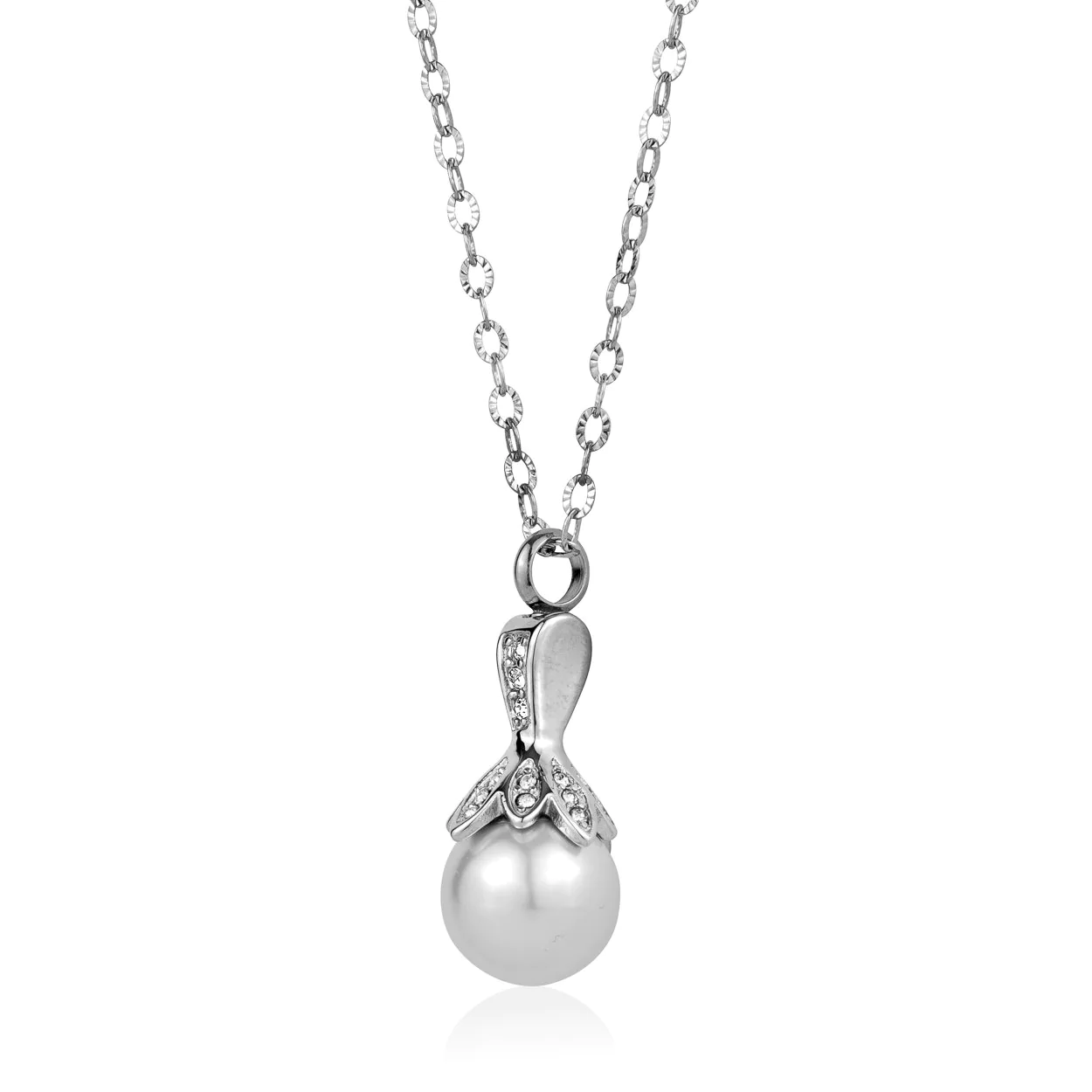Pendentif pour femme en stainless, urne, cubic zirconium, perle - SU-6 - Italgem