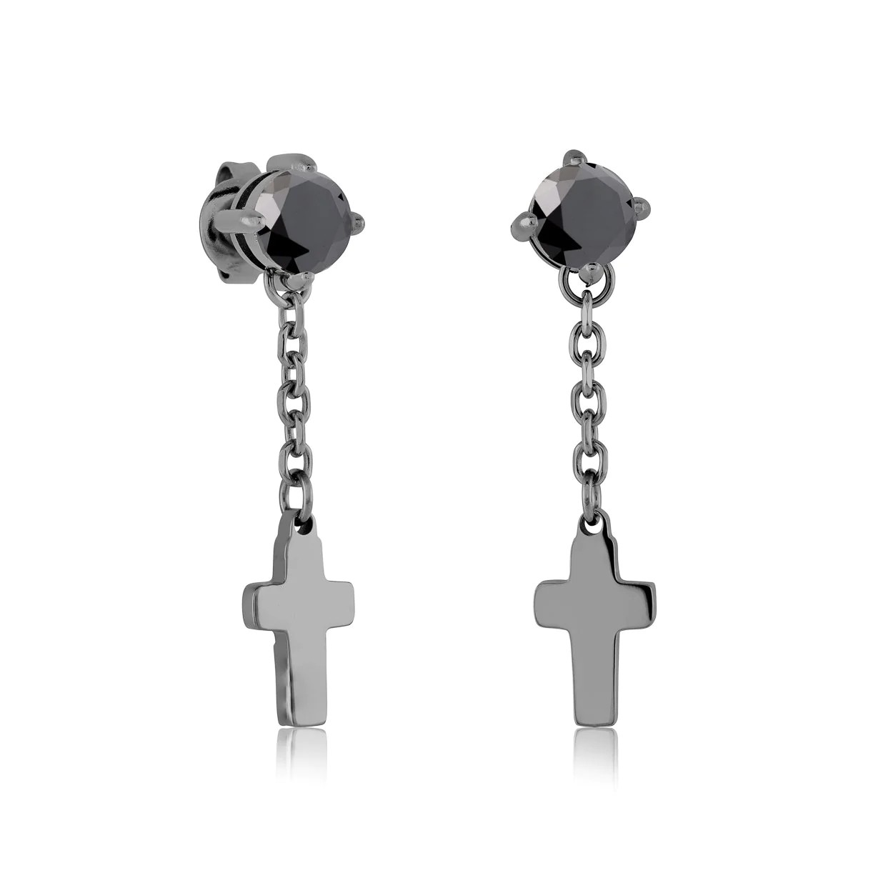 Boucles d'oreilles pour homme en stainless, croix - SEA345 - Italgem