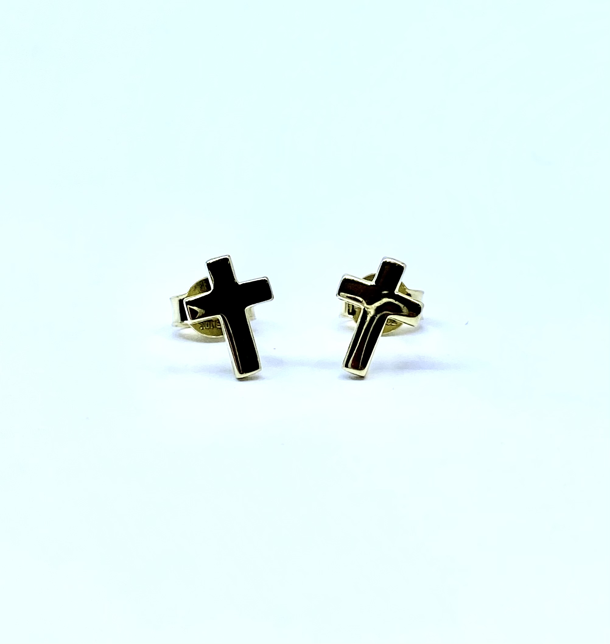 Boucles d'oreilles en or 10k ,croix unies