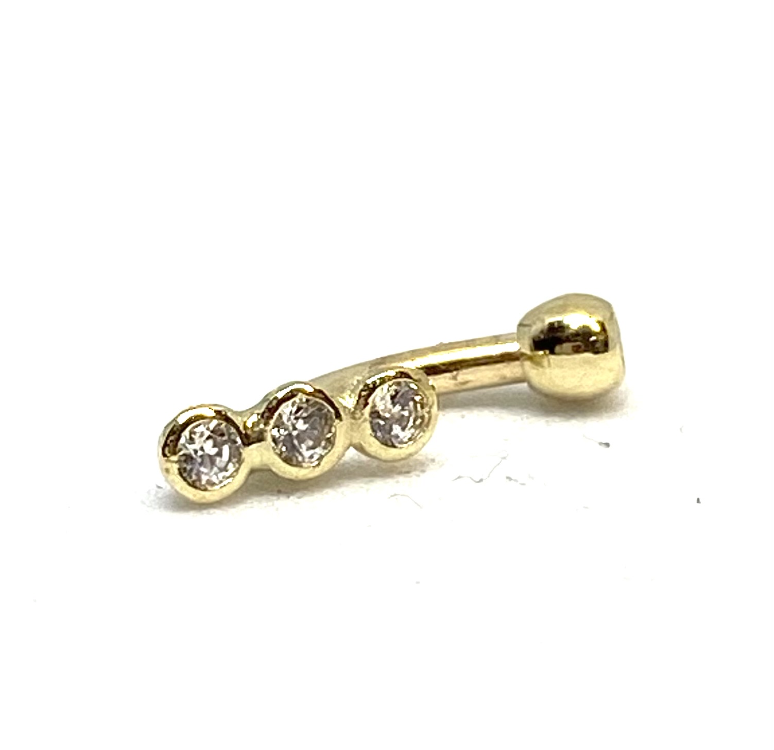 Pine de sourcil en or 14K, 4 zircons