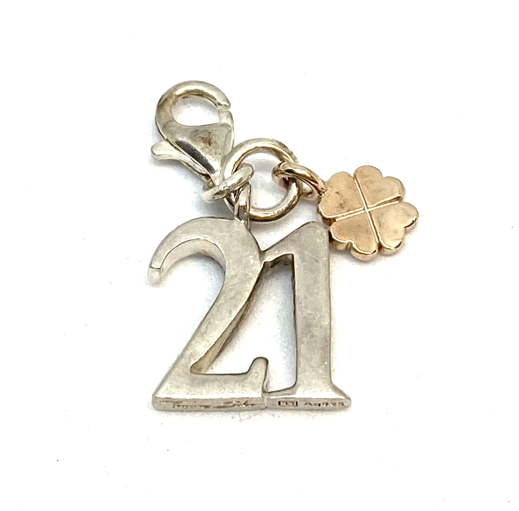 Breloque en argent 925, 21 chanceux