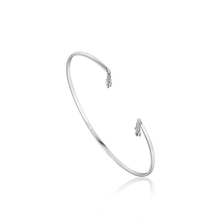 Bracelet argent 925, rigide, 6 boules pendantes