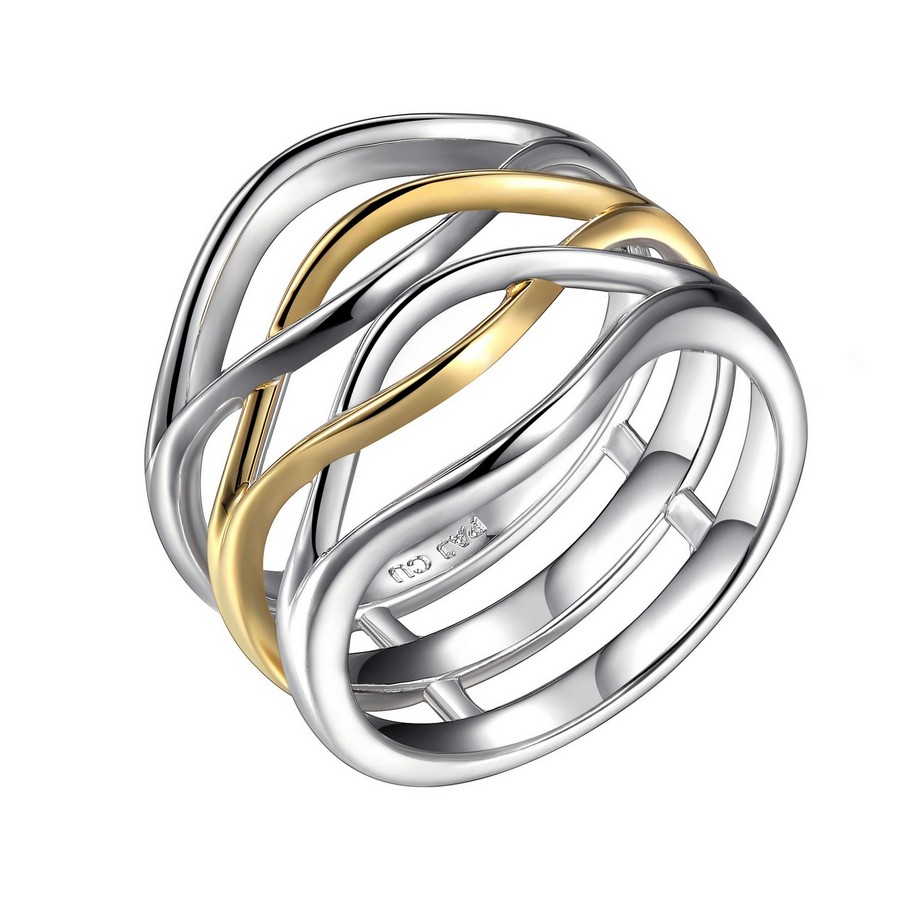 Bague argent 925, 3 feuilles entres-croisées
