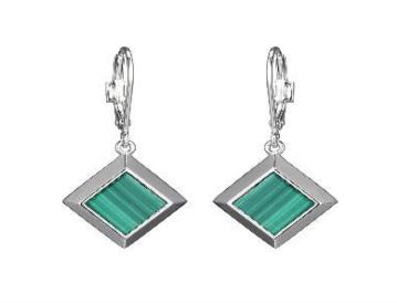 Boucles d'oreilles argent 925, pierres carrées, crochet