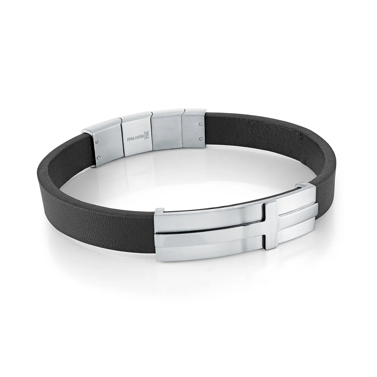 Bracelet pour homme en stainless et cuir, croix