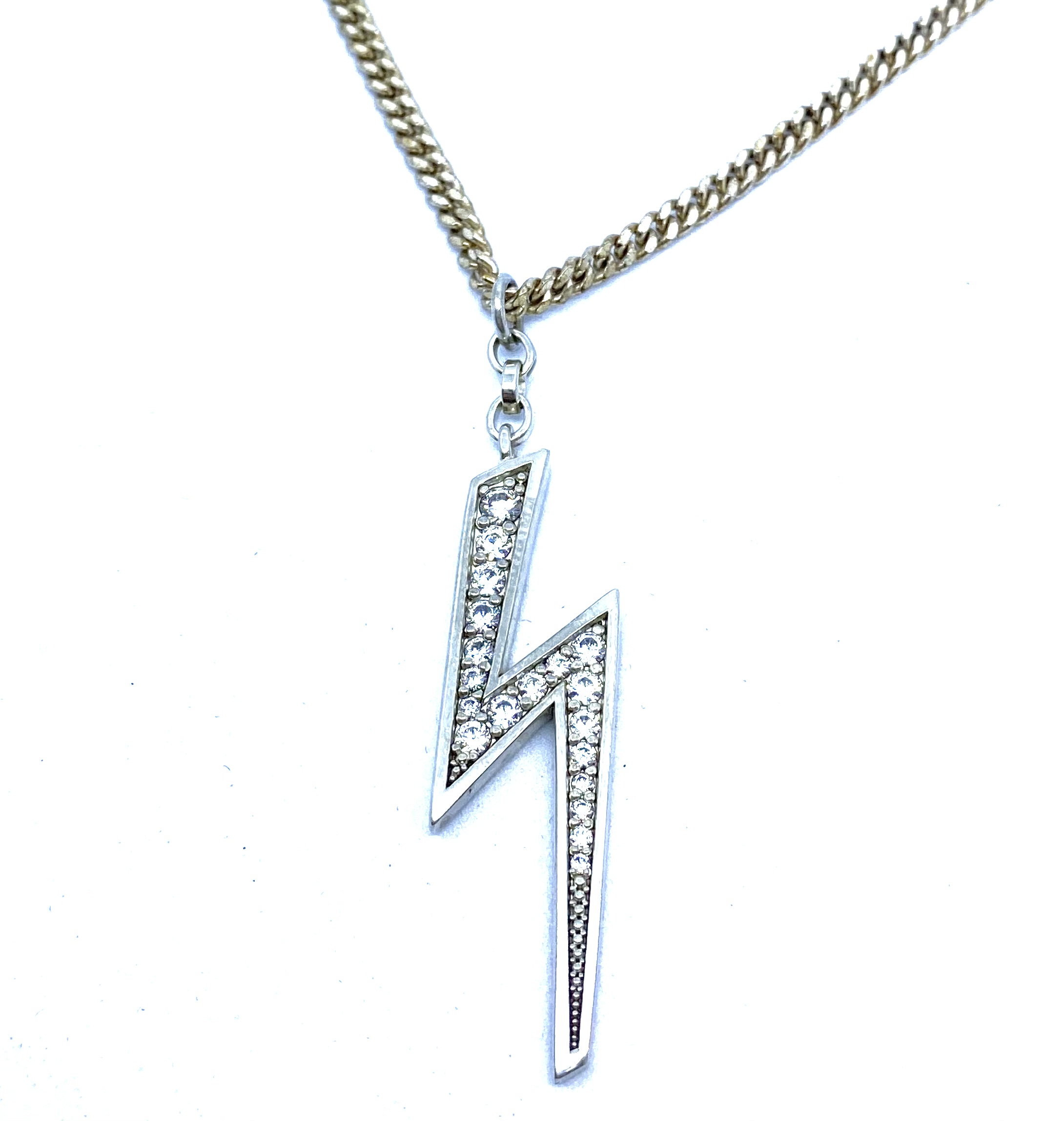 Pendentif pour femme ena rgent 925, zircons, éclair