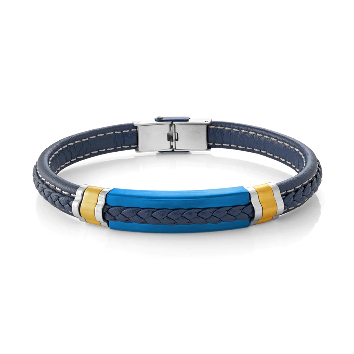 Bracelet stainless et cuir - SLB553 - Italgem