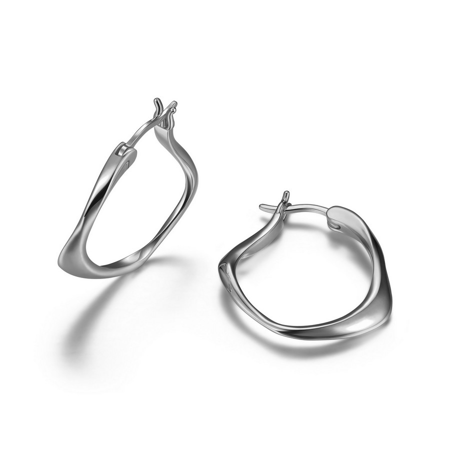 Boucles d'oreilles argent 925, anneaux unies, fourchette