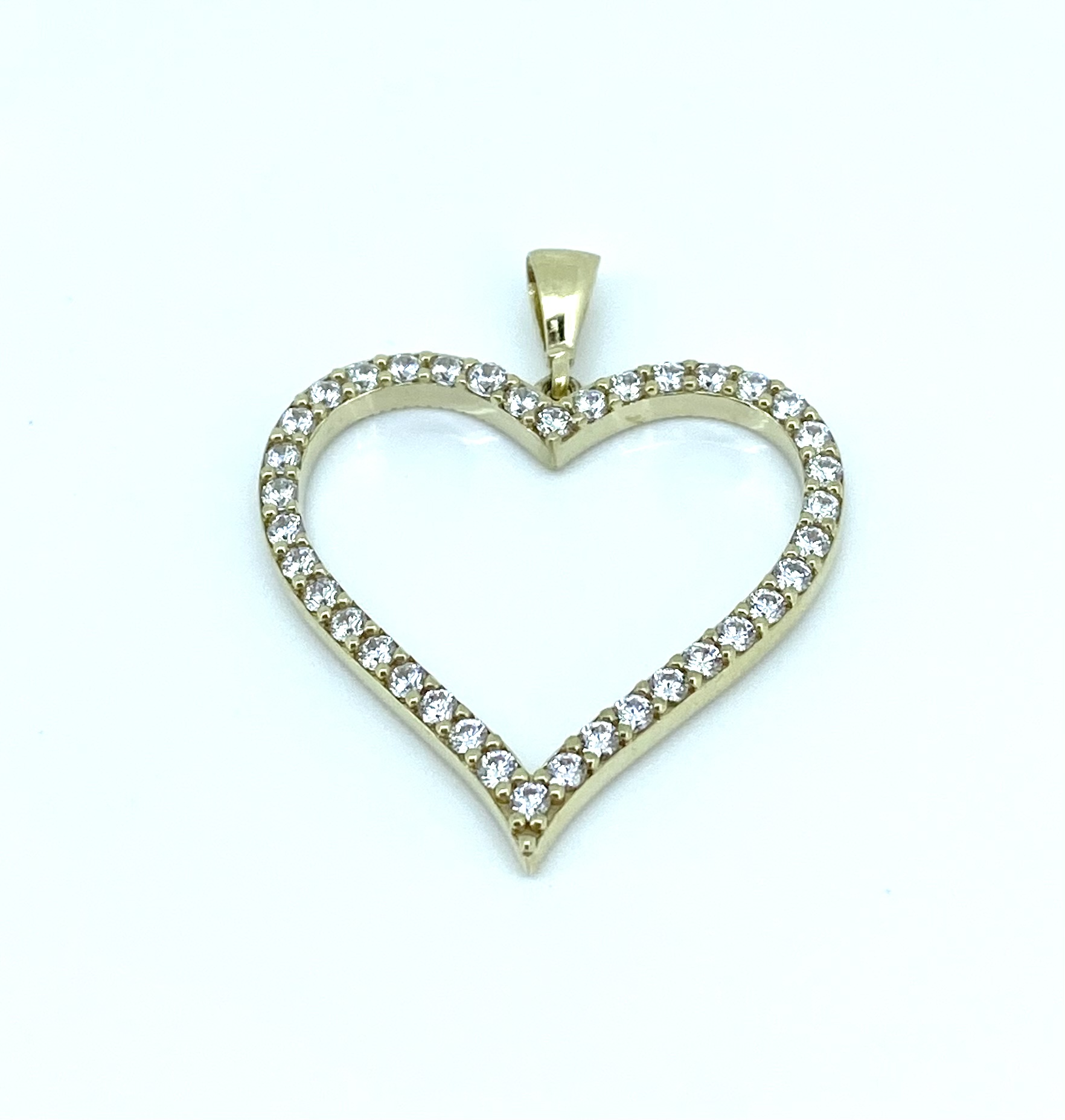 Pendentif pour femme en or 10k, zircons, coeur