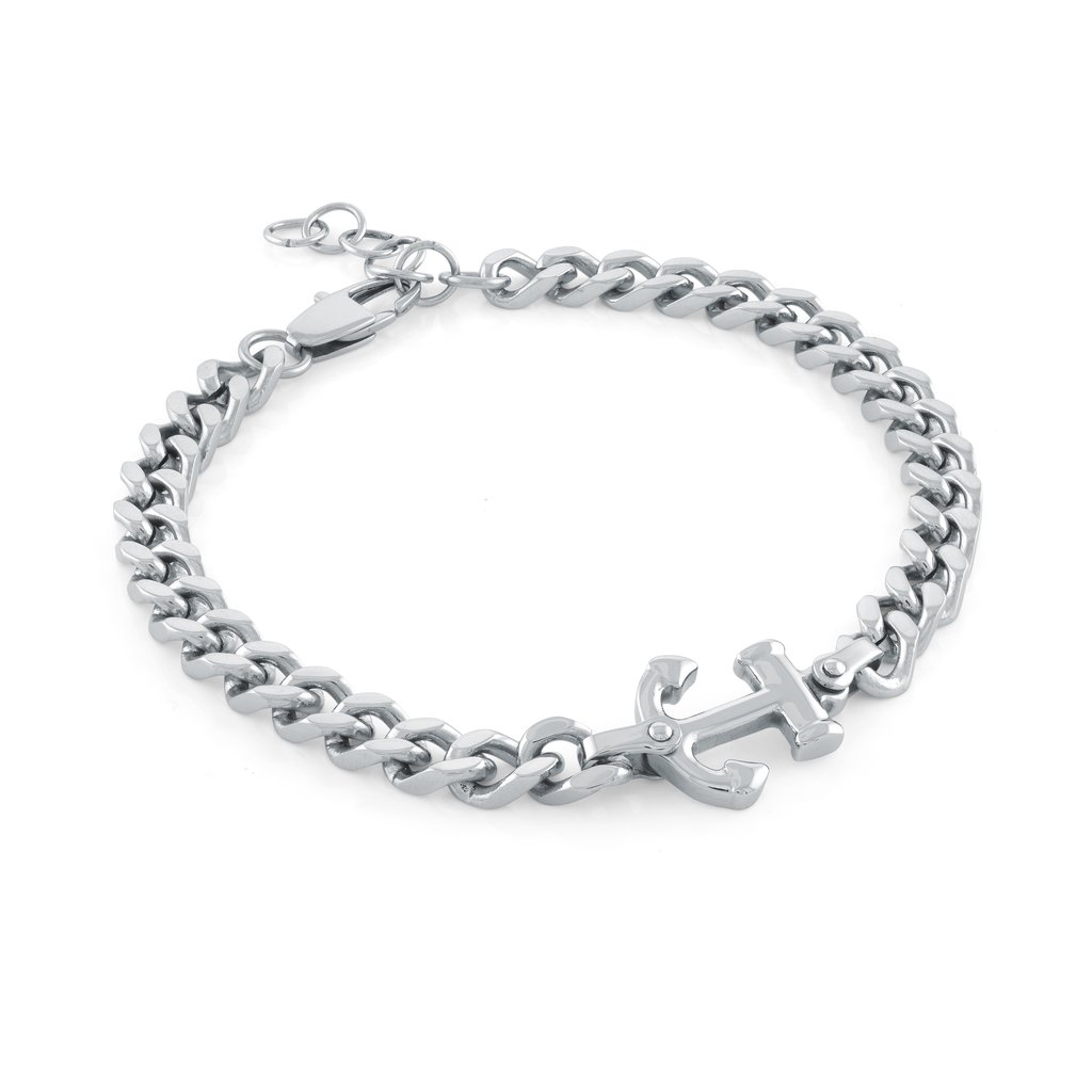 Bracelet pour homme en stainless, ancre, gourmette