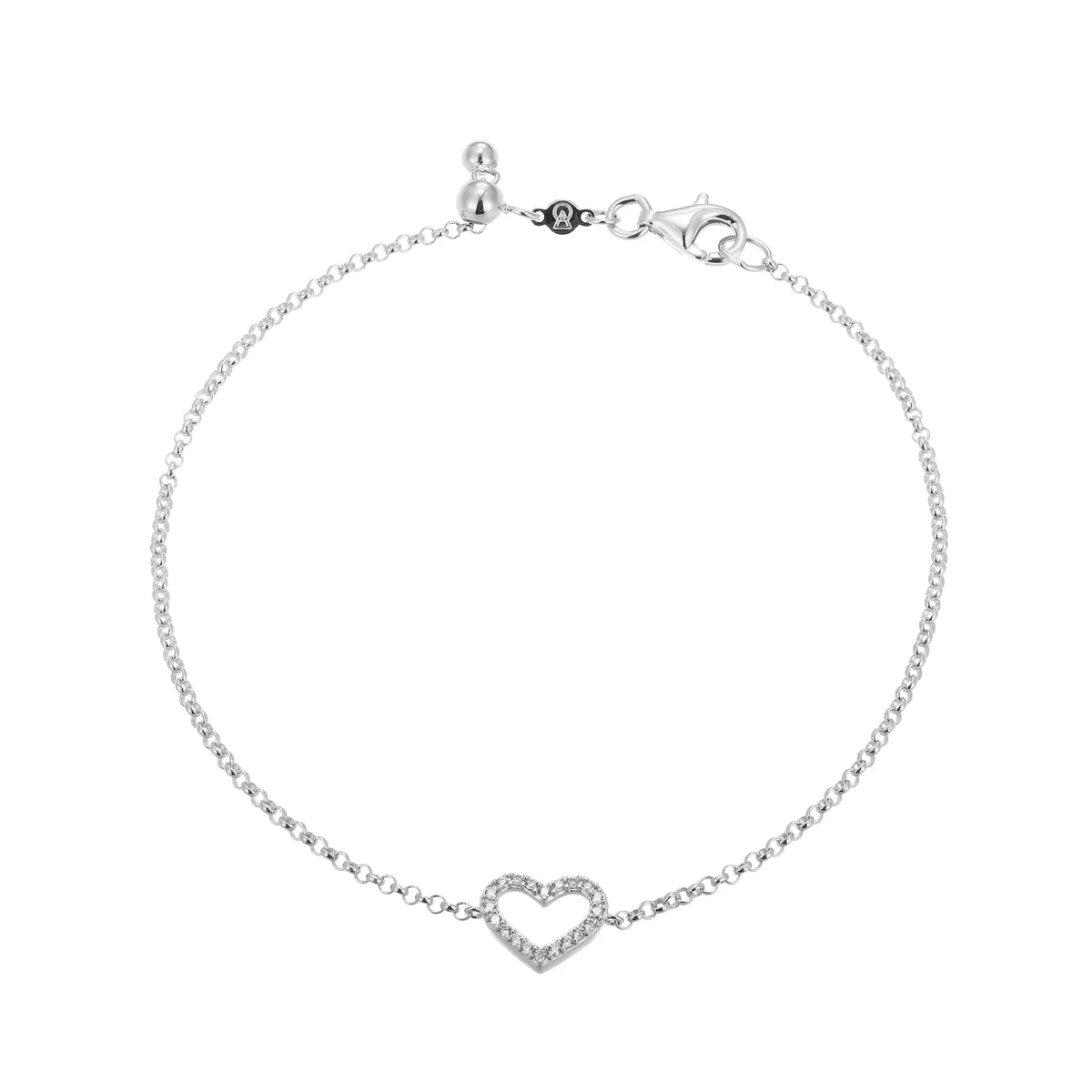 Bracelet pour femme en argent 925, 0.10 carat de diamants laboratoires, coeur - R1ACX6KH43 - M by Monte Luna