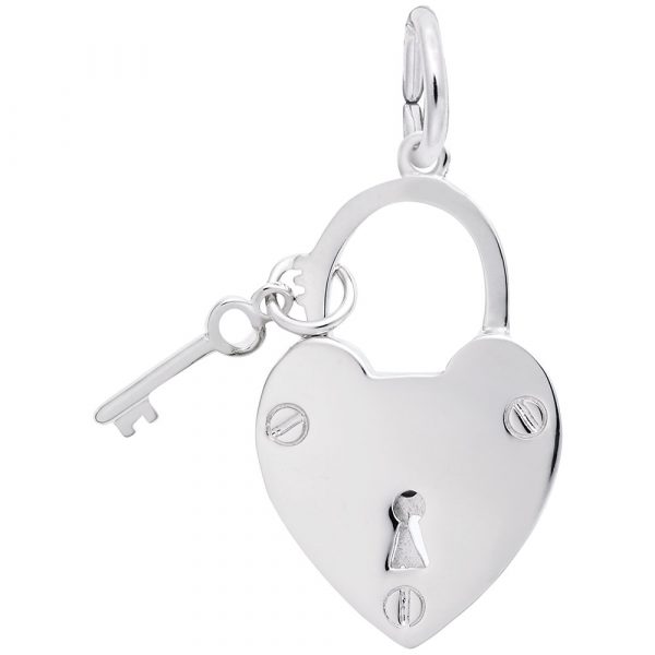 Pendentif en argent 925, coeur et clef
