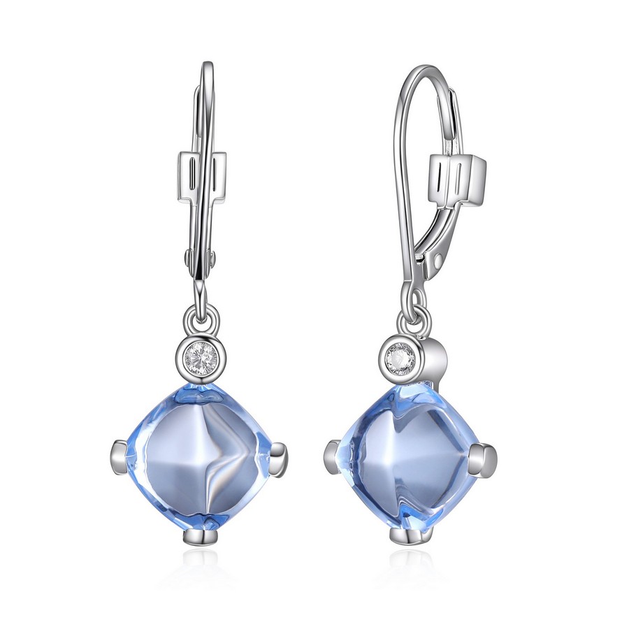 Boucles d'oreilles argent 925, crochet, cristal synthétique