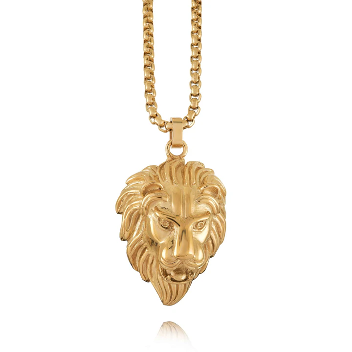 Pendentif pour homme en stainless, tête de lion