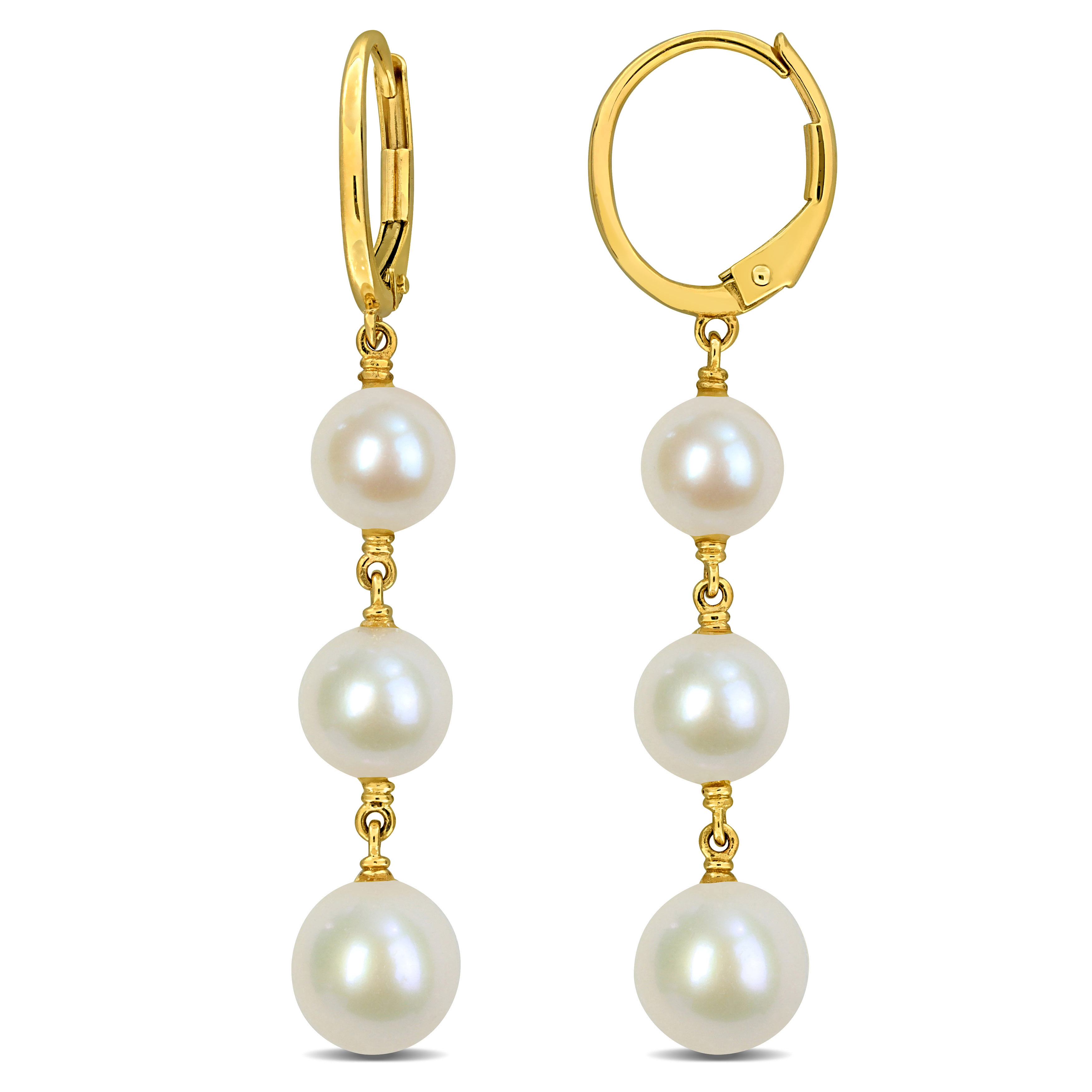 Boucles d'oreilles pour femme en or 10k, perles d'eau douce 6-8mm - FC2J9H-EEVV - Delmar