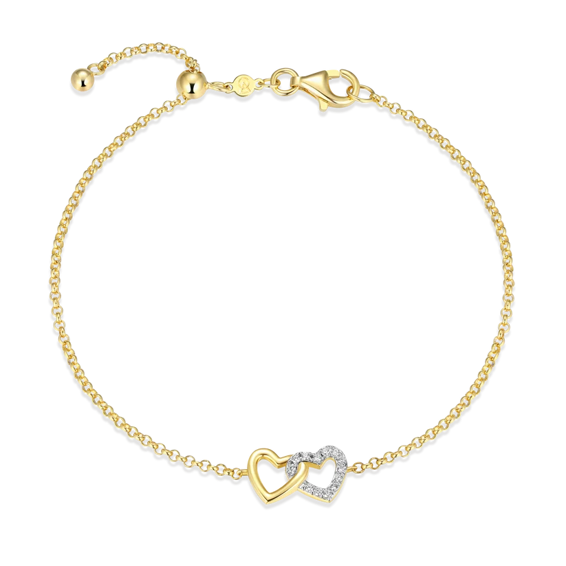 Bracelet pour femme en argent 925, 0.091 carat de diamants laboratoires, coeurs - 31ACWXKH43 - M by Monte Luna
