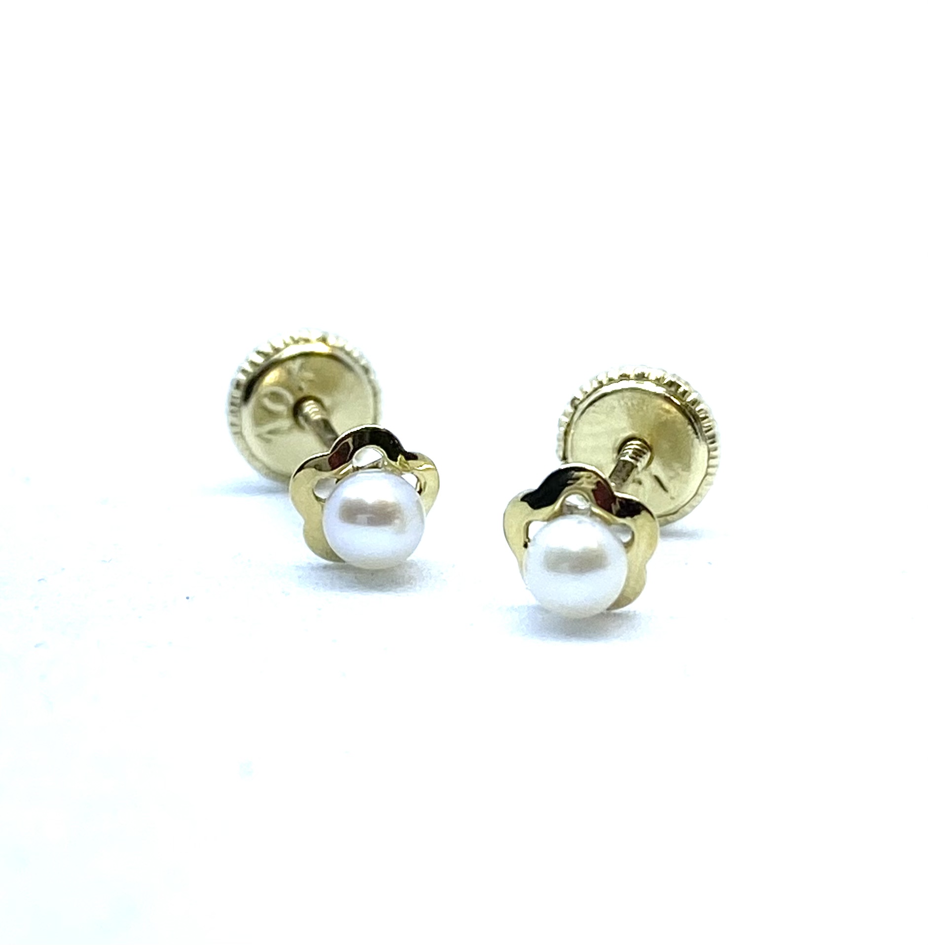 Boucles d'oreilles vissées pour enfant en or 10k, perles