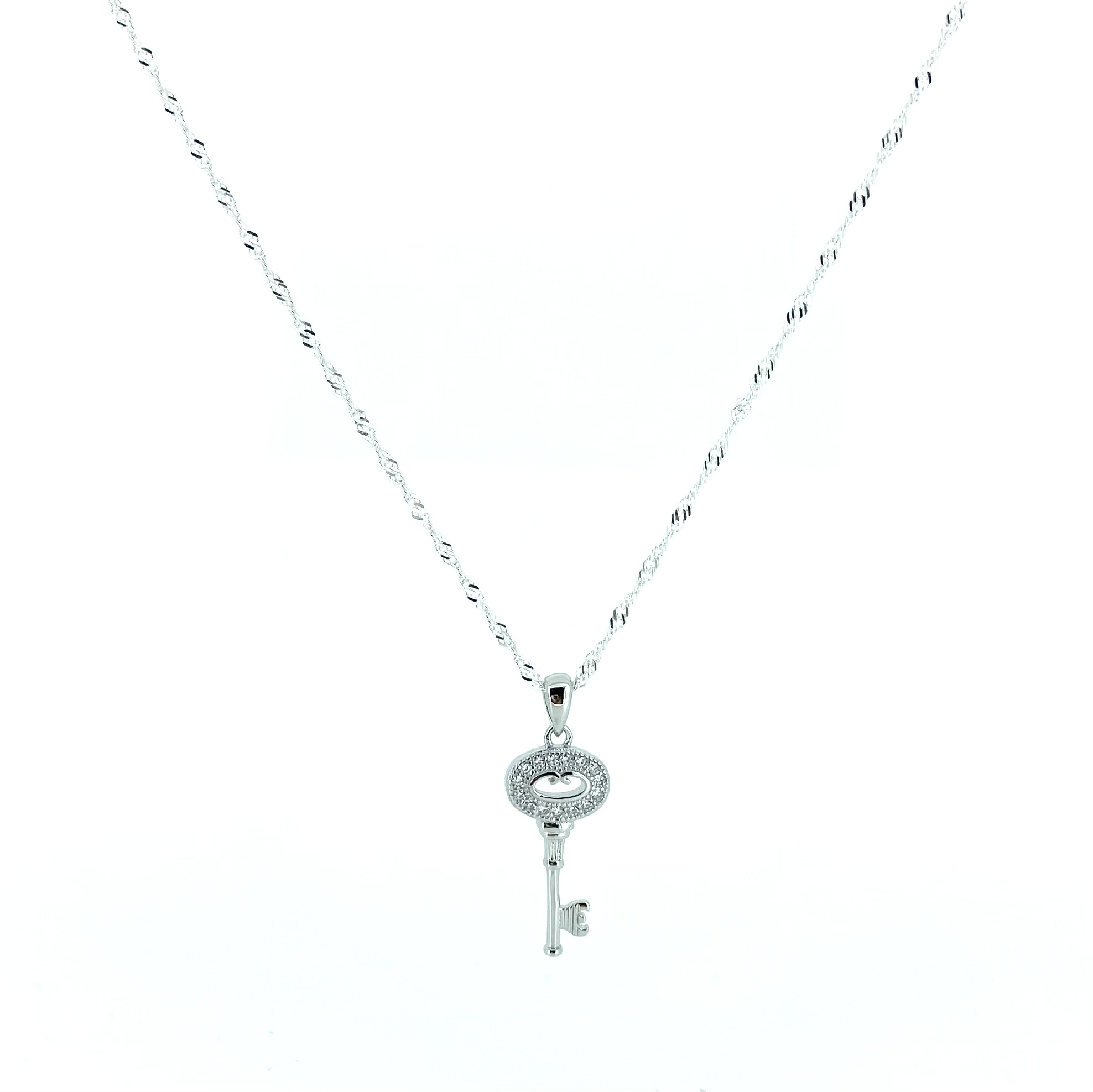 Pendentif pour femme en argent 925, clée, cubic zirconium