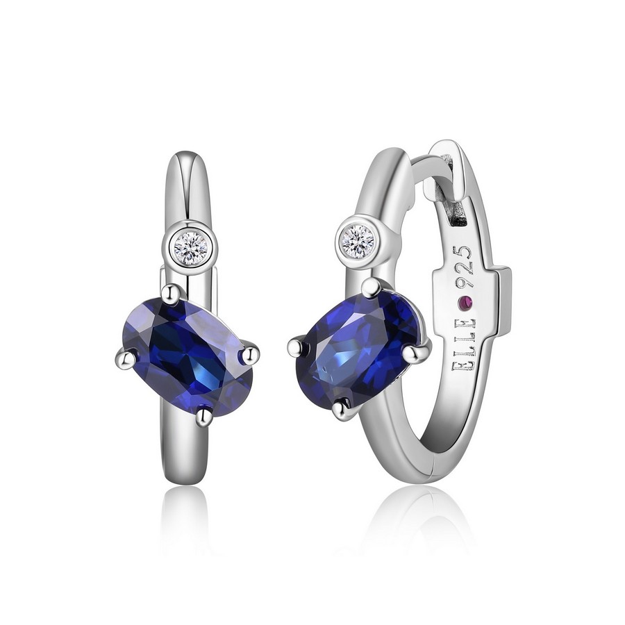 Boucles d'oreilles pour femme en argent 925, saphirs et diamants fabriqués en laboratoire