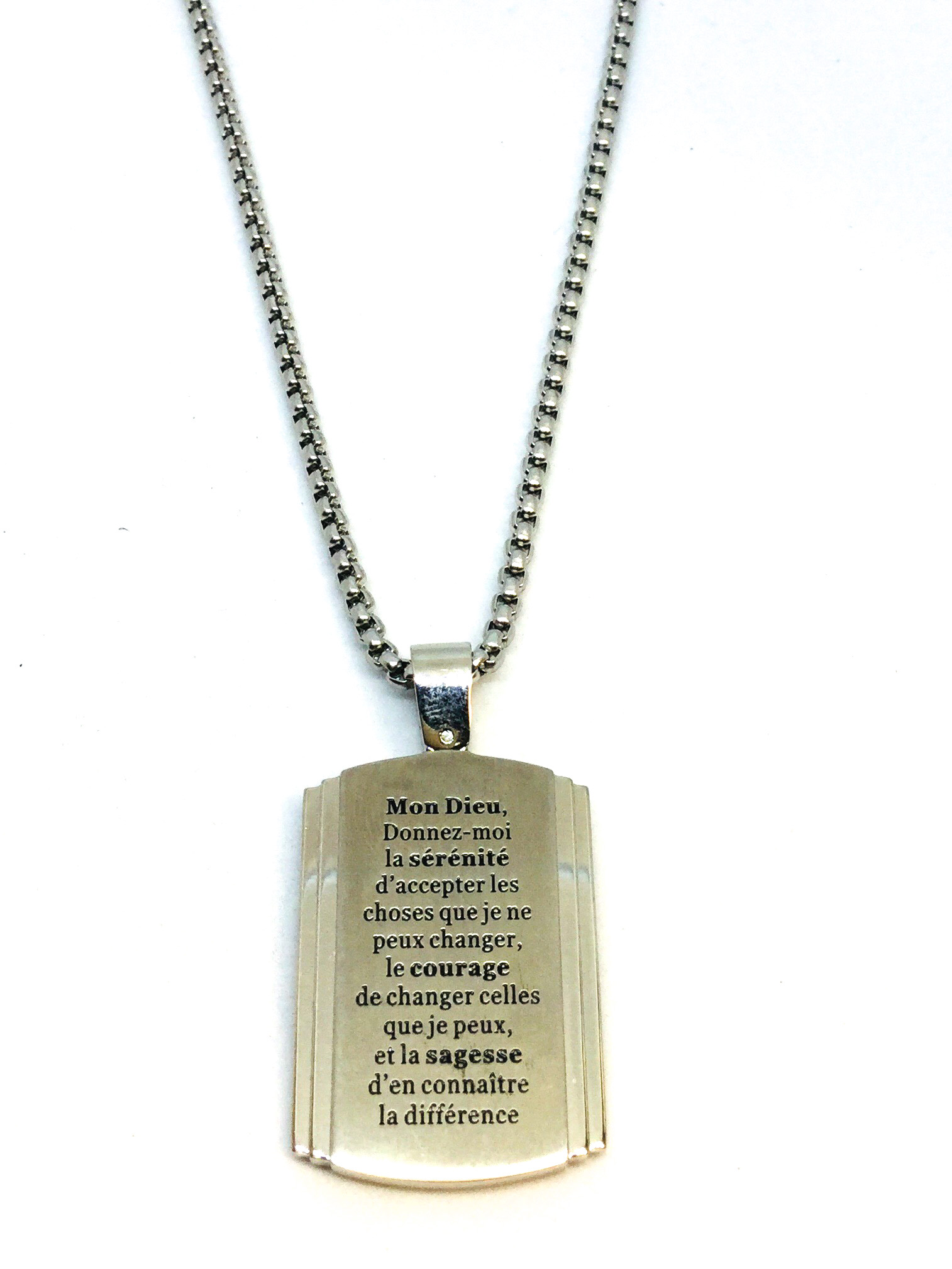 Pendantif stainless, prière de sérénité