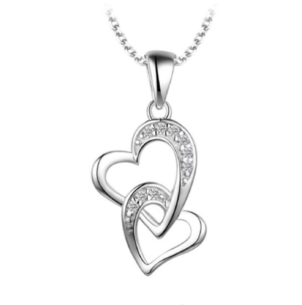 Pendantif pour femme en argent 925, coeurs, cubic zirconium - L195P - Legend