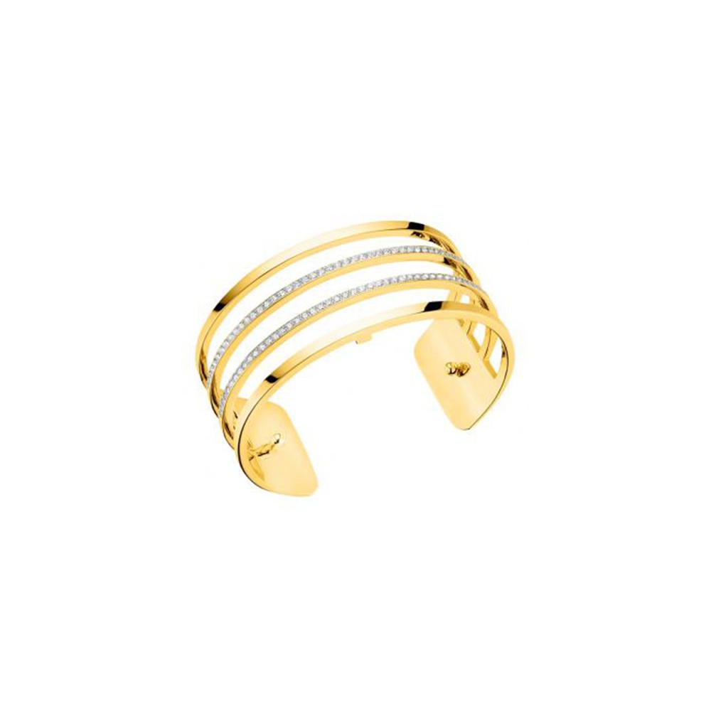Bracelet pour femme en brass, 25mm, parallèle, zircons