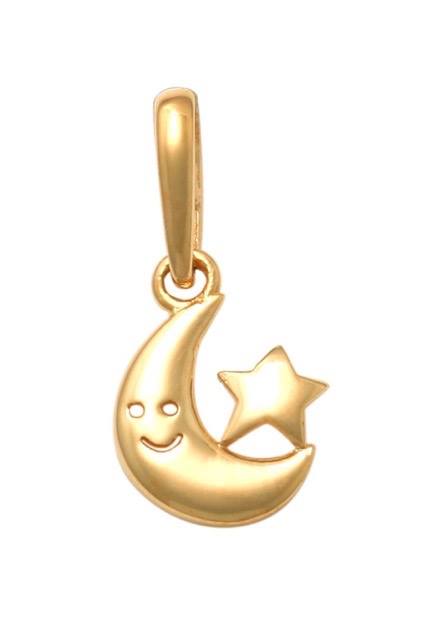 Pendantif or 10K, lune et étoile