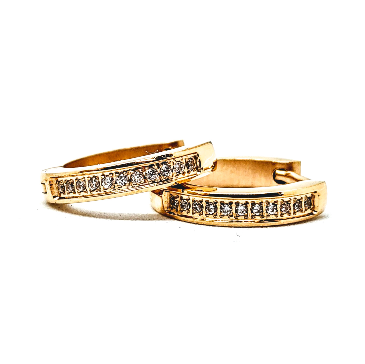 Boucles d'oreilles pour femme en stainless, zircons, huggies