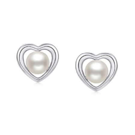 Boucles d'oreilles pour femme en argent 925, perles. coeurs - L522E - Legend