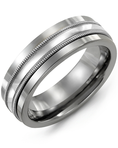 Bague homme or 10K et tungstène