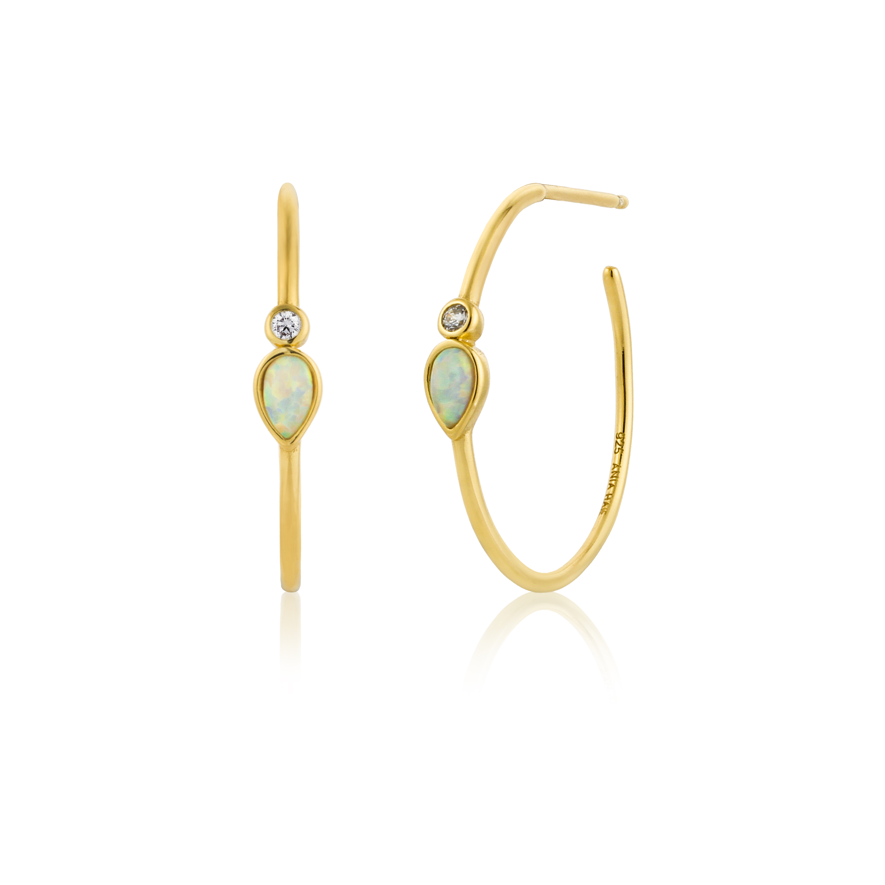 Boucle d'oreille argent 925, anneau, pierres colorées