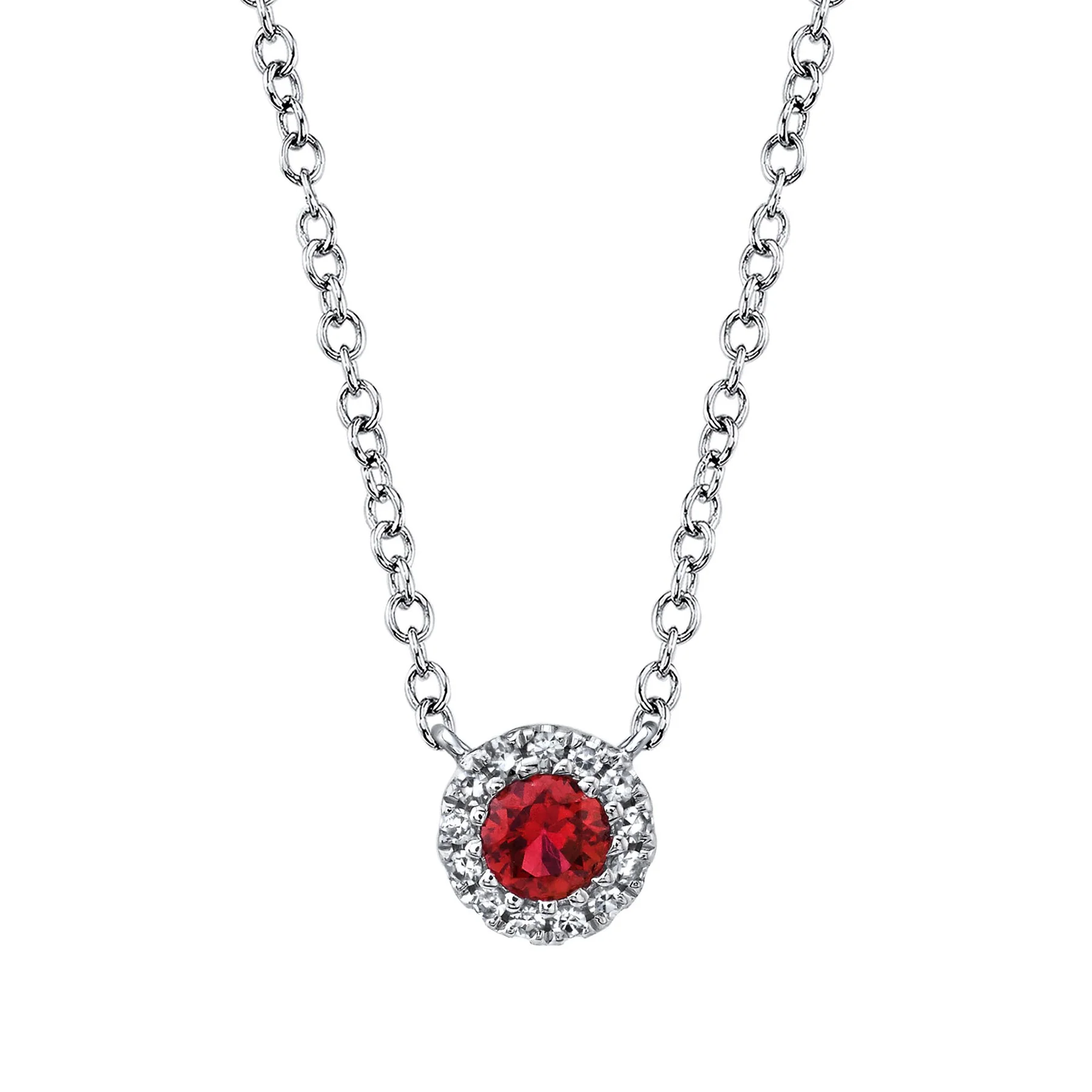 Pendentif pour femme en or 14k, 1 rubis pour 0.14 carat, 0.04 carat de diamants SI