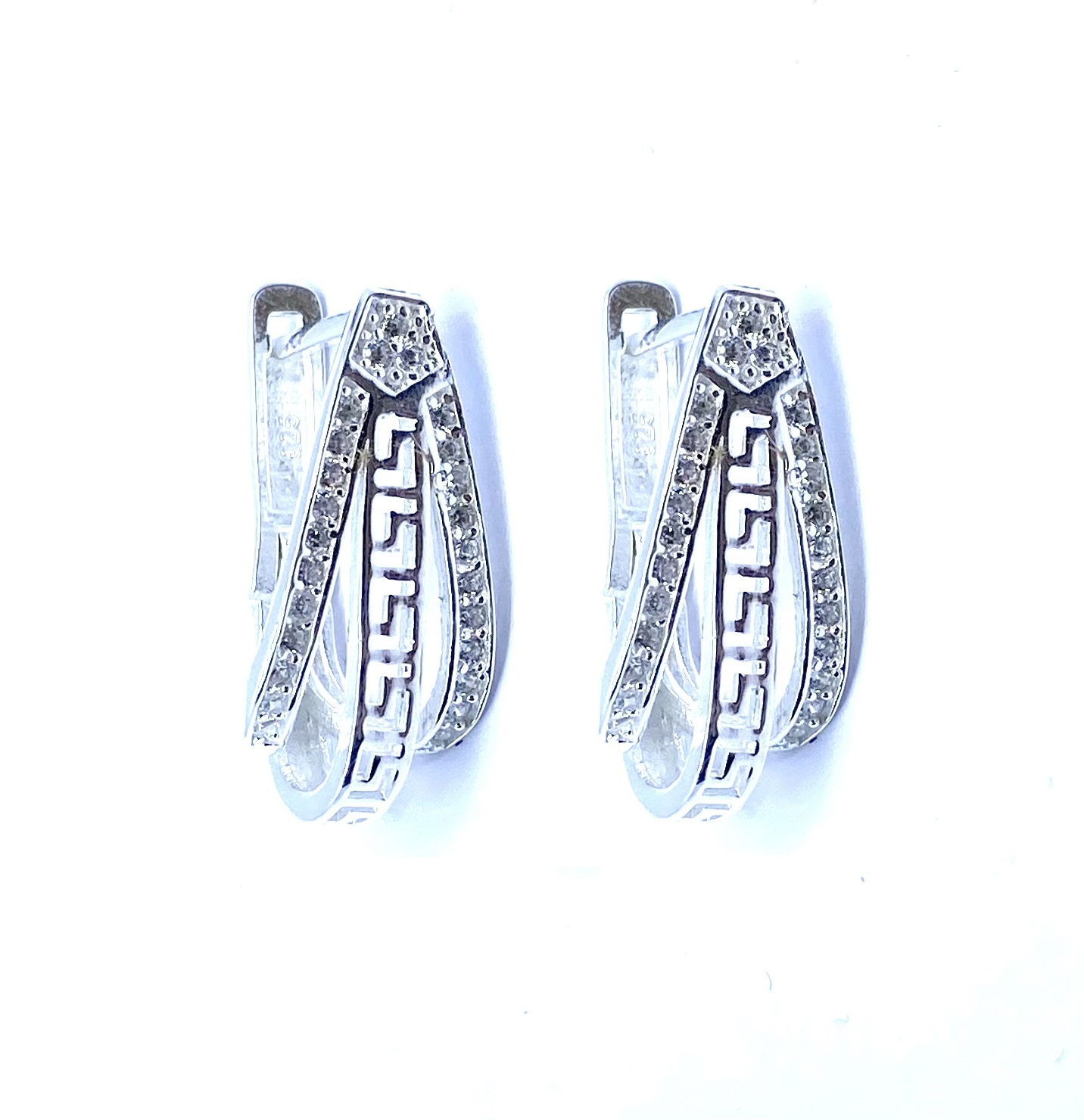 Boucles d'oreilles pour femme en argent 925, zircons, versace