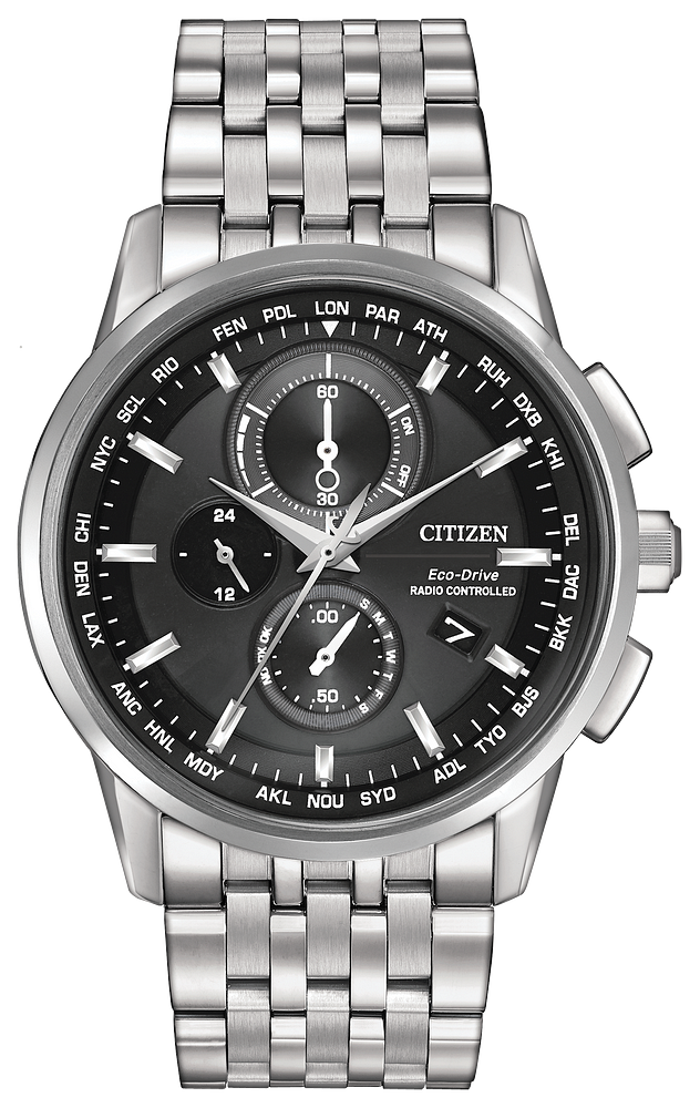 Montre pour homme en stainless, eco-drive, atomique, verre saphir, 10ATM