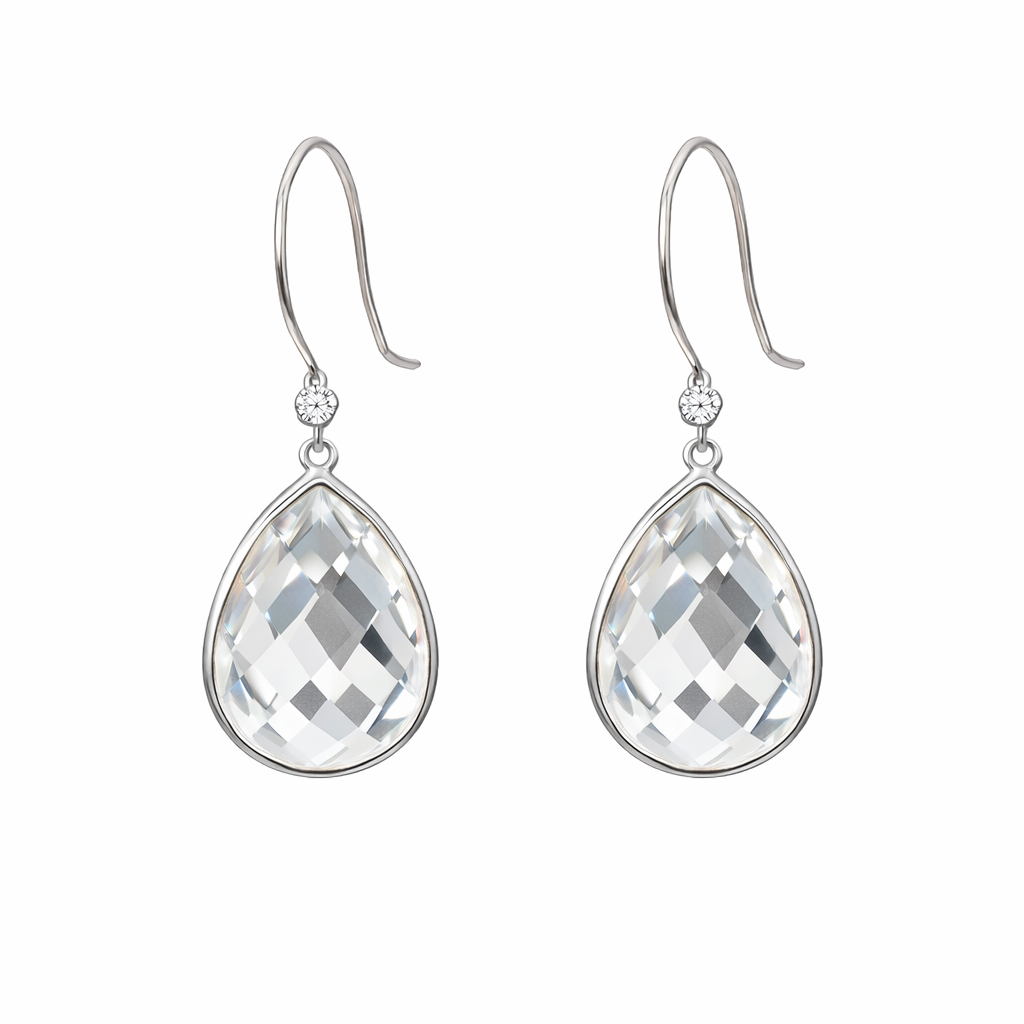 Boucles d'oreilles pour femme en or 14k, topazes blancs coupe poire - 503W1A1S - BCouture