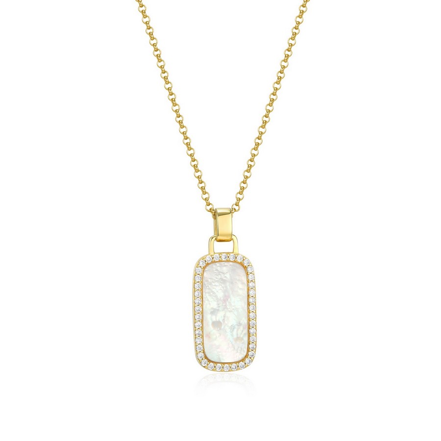 Pendentif pour femme en argent 925, cubic zirconium, nacre de perle - 30LC01A946 - ELLE