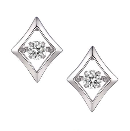 Boucles d'oreilles argent 925, 1 pierre dansante