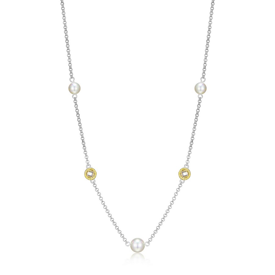 Collier pour femme en argent 925, perles d'eau douce, zircons
