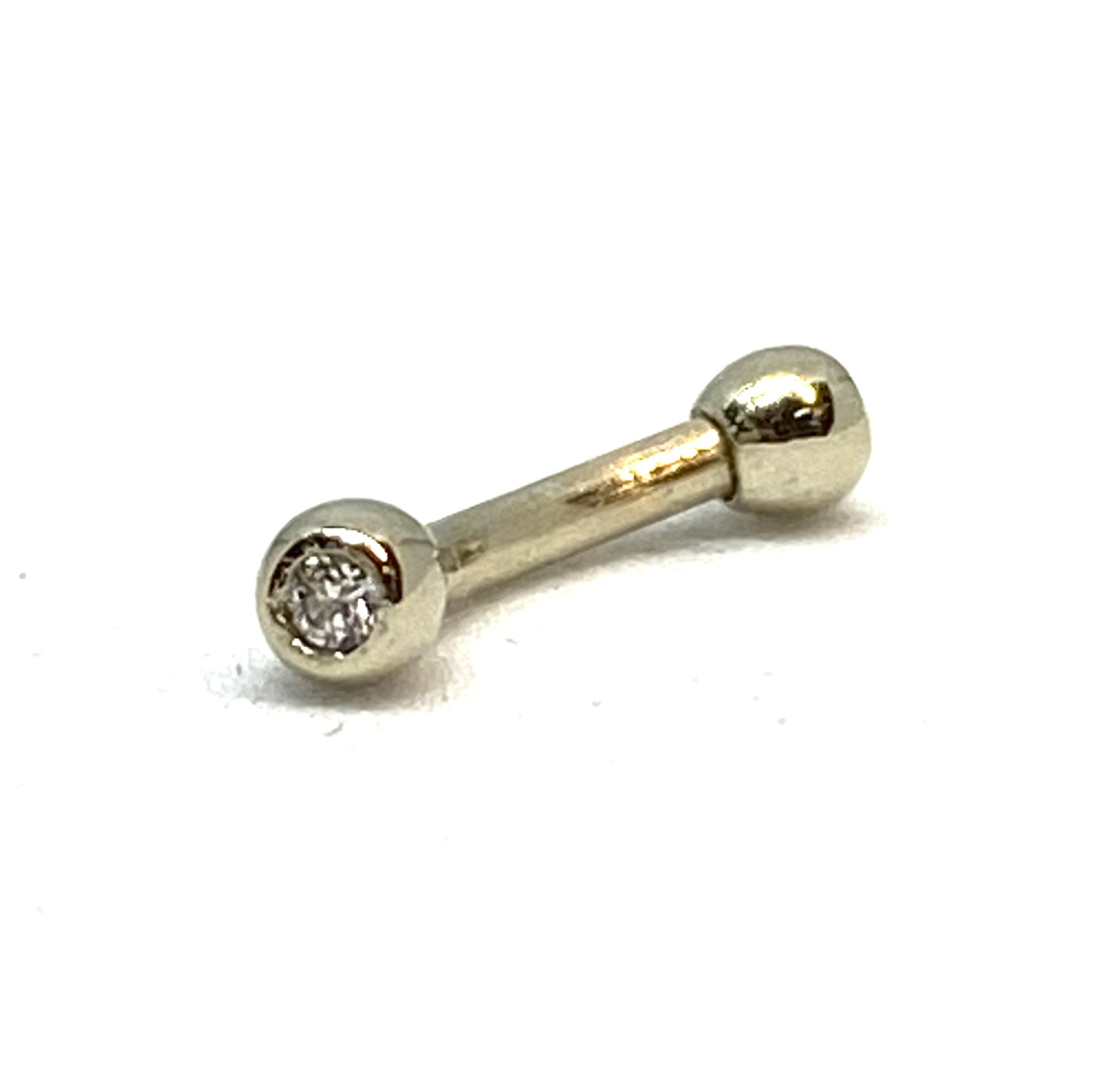 Pine de sourcil en or 14K, 2 zircons
