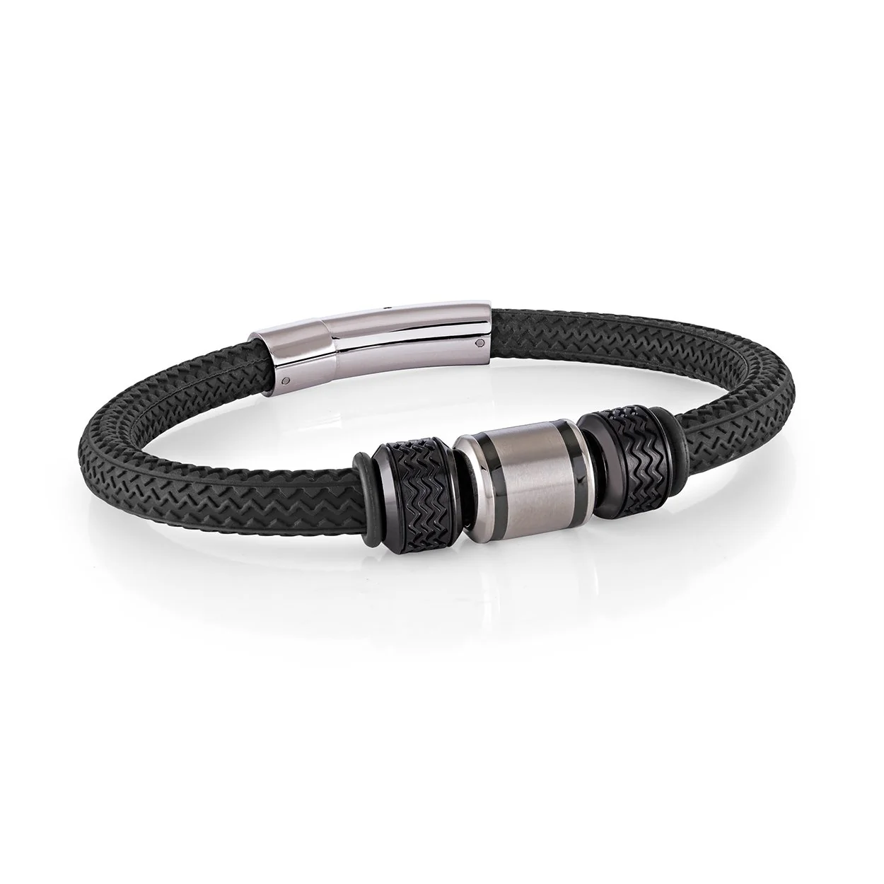 Bracelet pour homme en stainless et silicone