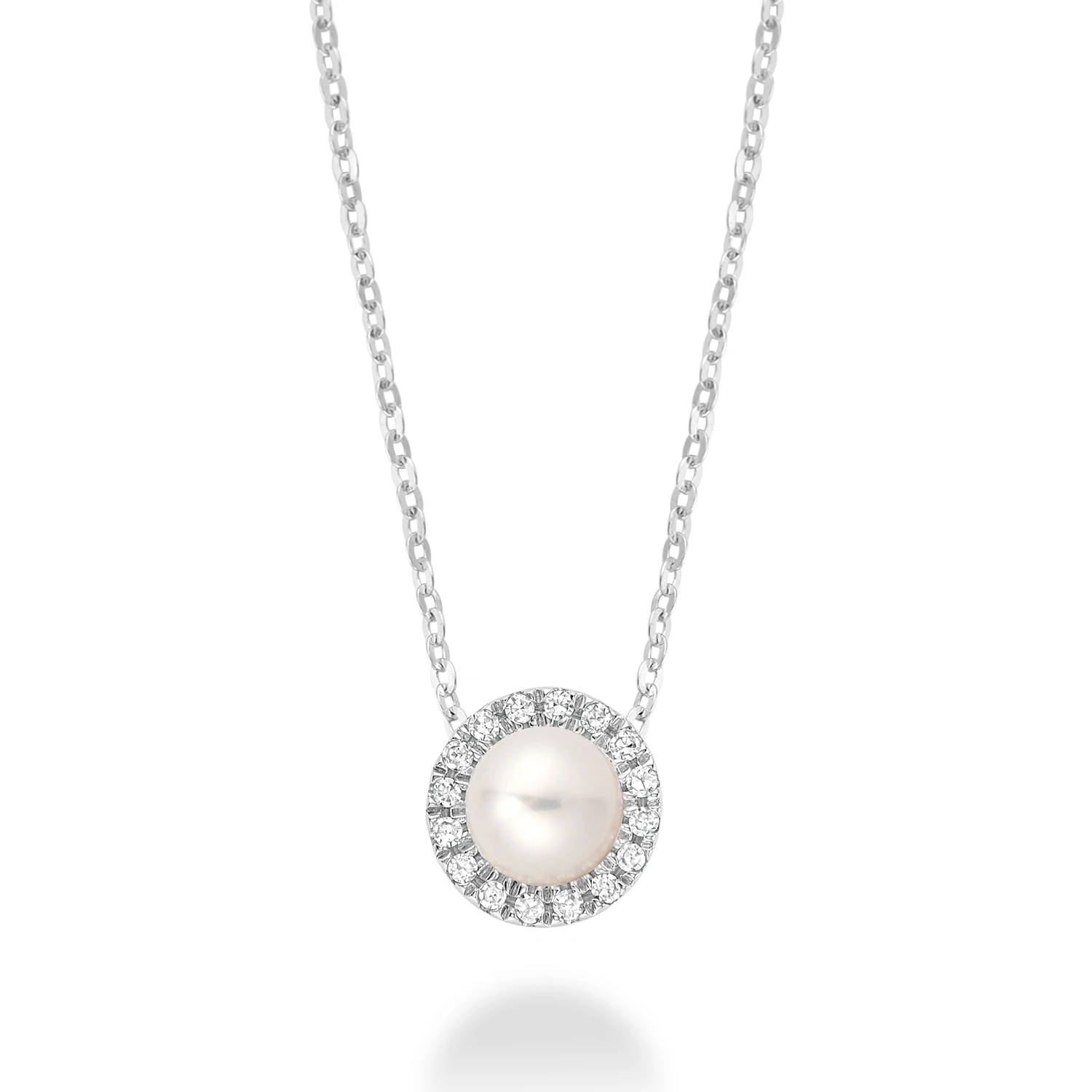 Pendentif pour femme en or 10k, 16 diamants pour 0.05 carat, perle d'eau douce 4.5-5mm