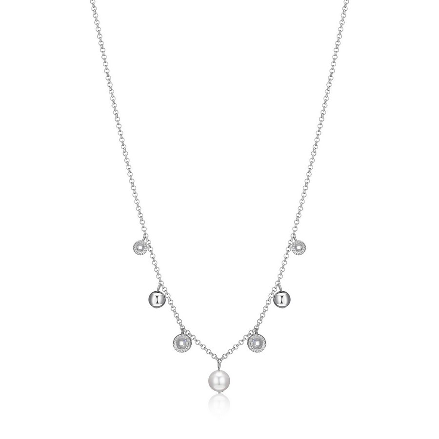 Collier pour femme en argent 925, perles d'eau douce, cubic zirconium