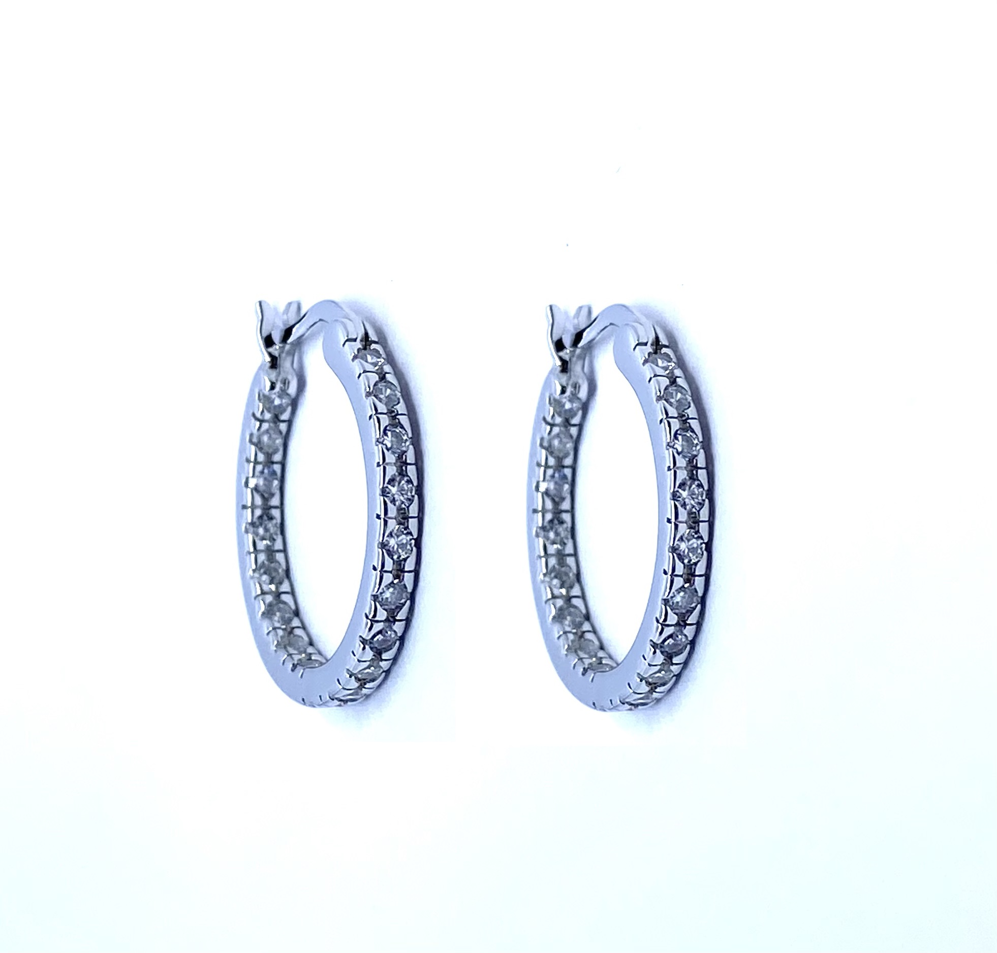 Boucles d'oreilles pour femme en argent 925, zircons, fourchette