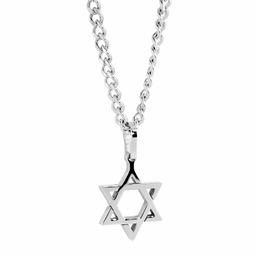 Pendantif stainless, étoile juive, gourmette