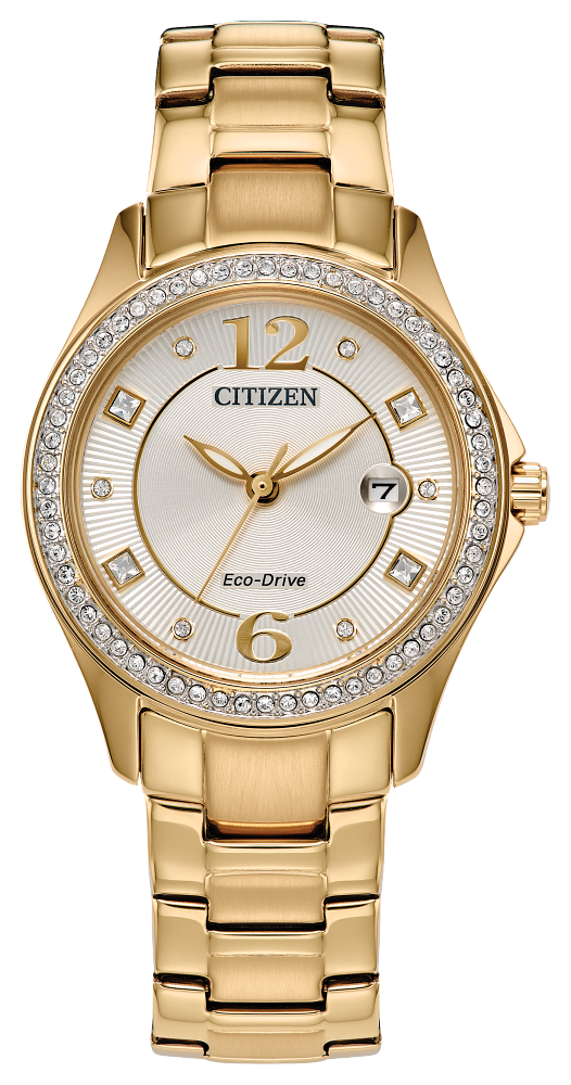 Montre pour femme en stainless, Eco-Drive, crystals, 5ATM - FE1147-79P - Citizen