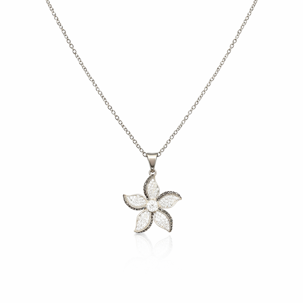 Pendentif pour femme en argent 925, cubic zirconium, fleur - PD572 - Divers