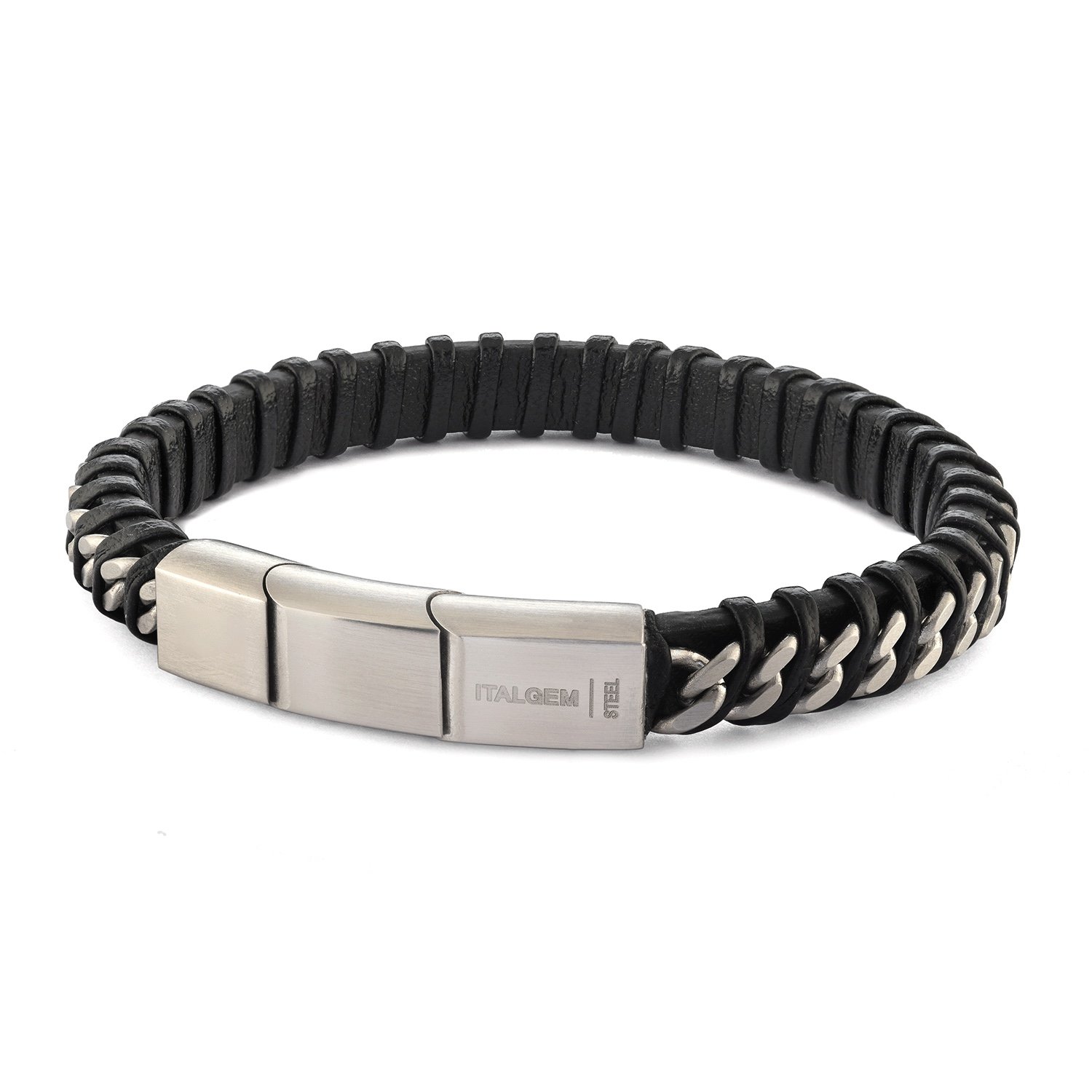 Bracelet stainless et cuir