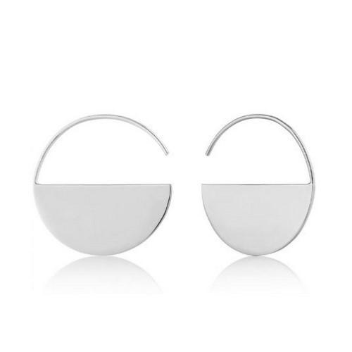 Boucle d'oreille argent 925, demi-lune, crochet
